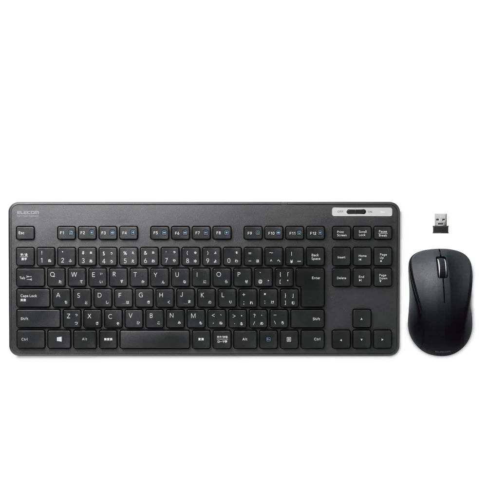 エレコム キーボード ワイヤレス (レシーバー付属) メンブレン 薄型 コンパクトキーボード マウス付 ブラック TK-FDM109MBK