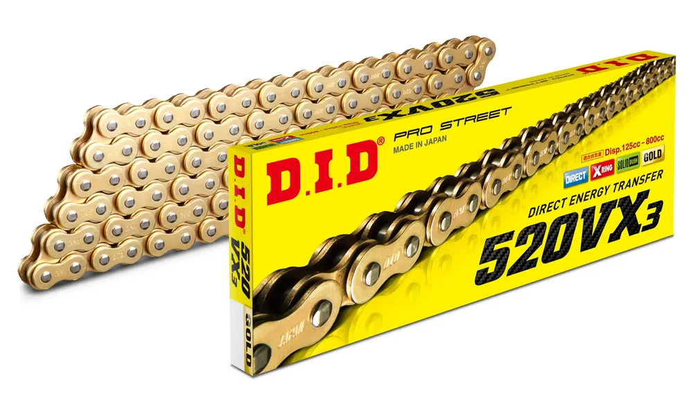 D.I.D(大同工業)バイク用チェーン カシメジョイント付属 520VX3-114ZB G&G(ゴールド) X-リング 二輪 オートバイ用 321686