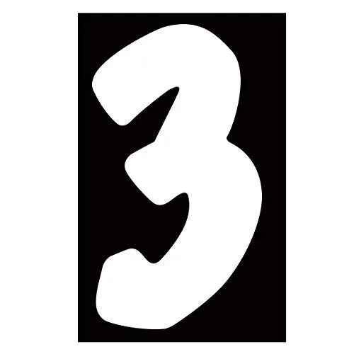 バイク レース用 新ゼッケンナンバーステッカー Lサイズ ホワイト 3