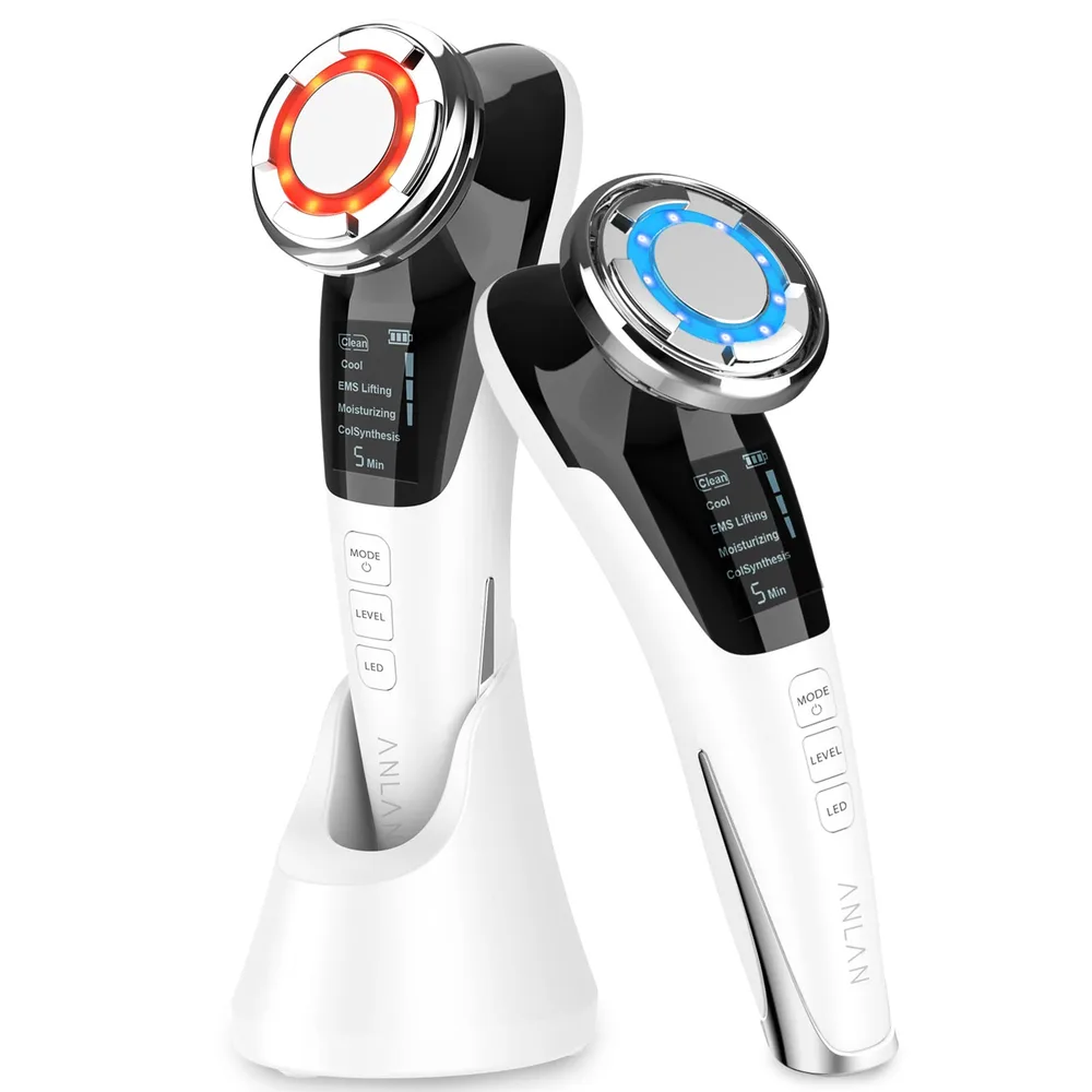 【美人百花掲載 】ANLAN 美顔器 ems リフト 温冷ケア LED光 1台8役 温冷美顔器 目元 口元 イオン 毛穴ケア 自宅用美顔器 (ホワイト)