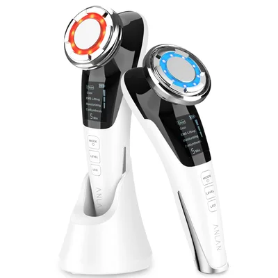 【美人百花掲載 】ANLAN 美顔器 ems リフト 温冷ケア LED光 1台8役 温冷美顔器 目元 口元 イオン 毛穴ケア 自宅用美顔器 (ホワイト)