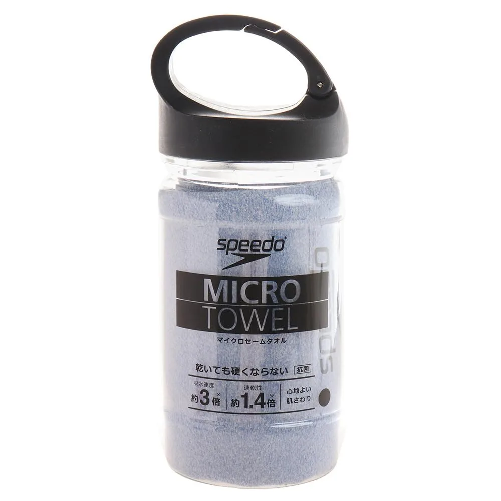 Speedo(スピード) タオル Micro セームタオル マイクロセームタオル M 水泳 ユニセックス SE62003 ブルー M | 吸水速度約3倍、乾いても硬くなりにくい抗菌セームタオル 持ちやすいカラビナ外掛け収納(ボトルあり対応)