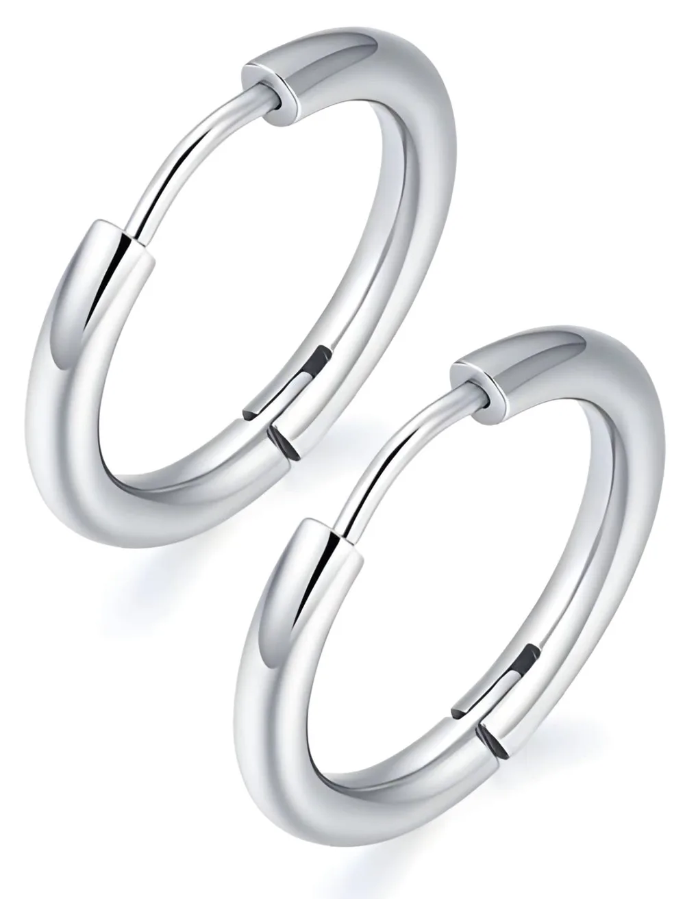swars フープピアス ピアス リングピアス 男女兼用 両耳 2個 金属アレルギー対応 シルバー (Silver 13mm)