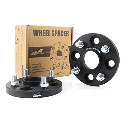 GAsupply 鍛造ワイドトレッドスペーサー PCD100 4H 内径56.1 M12XP1.5 厚さ15mm ワイトレハブリング一体 マットブラック【2枚セット】