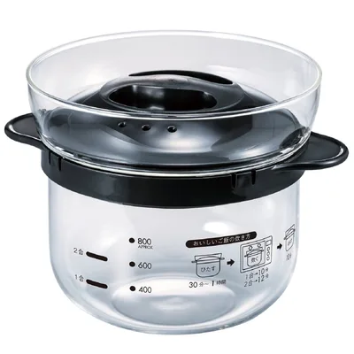 HARIO(ハリオ) ガラスのレンジご飯釜1~2合 電子レンジ用 ブラック 1~2合用 日本製 プレゼント ギフト 贈り物 XRCN-2-B | ハリオ 耐熱 ガラス 食器 器 保存容器 キッチン 日用品 キッチン用品 日本製 おしゃれ かわいい おかず鍋 鍋 ご飯釜 ご飯 1合 2合_BE87