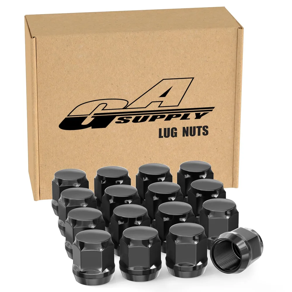 GAsupply ラグナット M12 x P1.25 ホイールナット テーパー座60° 長さ24mm 19HEX ニッサン・スバル・スズキに対応 スチール製 16個セット ブラック