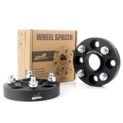 GAsupply 鍛造ワイドトレッドスペーサー PCD100 4H 内径54.1 M12XP1.25 厚さ25mm ワイトレハブリング一体 マットブラック【2枚セット】