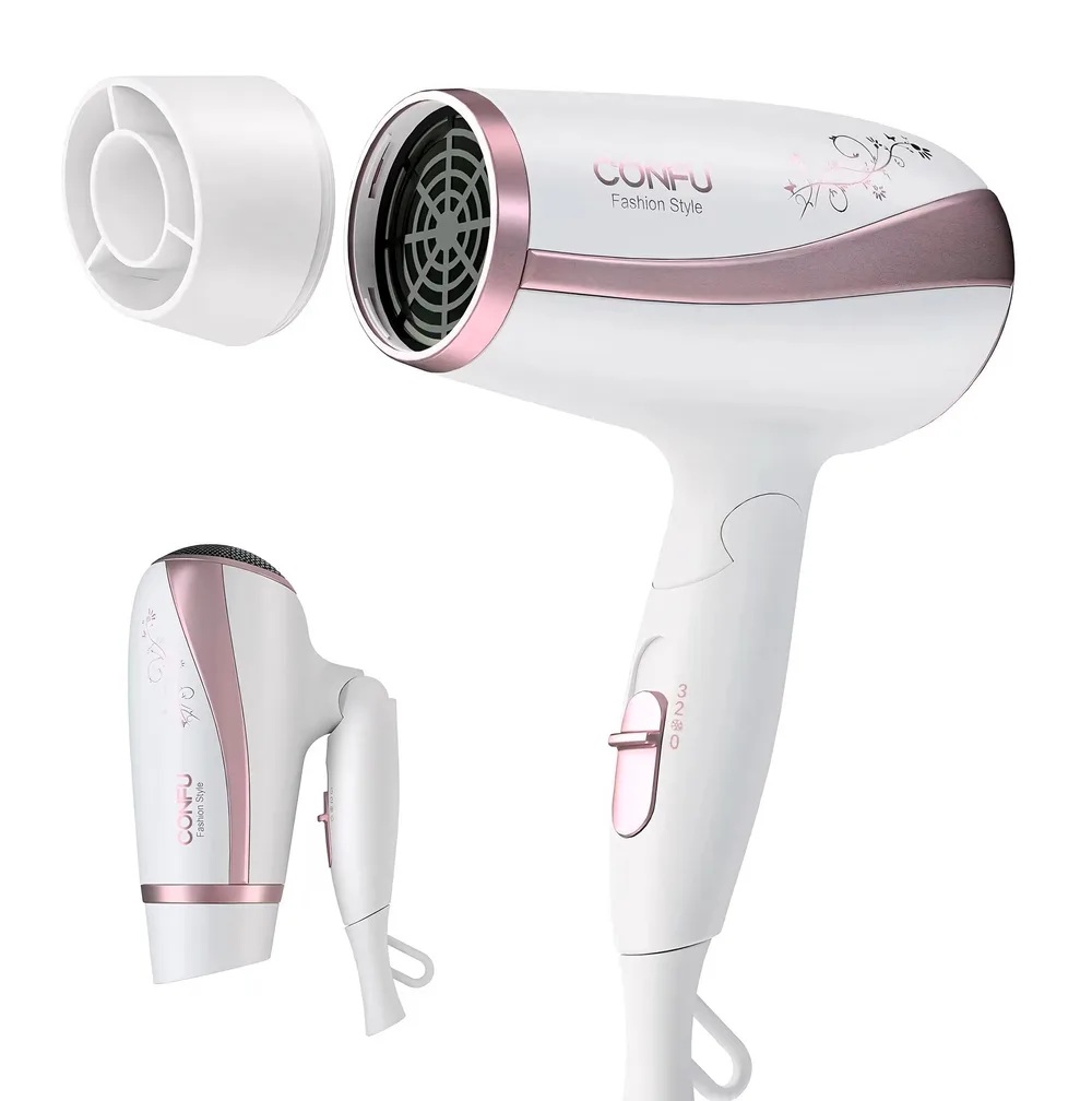 CONFU ドライヤー 1200W ヘアドライヤー マイナスイオン 温度&風量調節 冷/熱風モード 折り畳み式 軽量 速乾 恒温 ヘアケア シンプル サラサラ ツヤツヤな髪に 旅行/家庭用 (ホワイト)