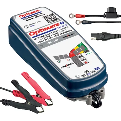 テックメイト(TecMATE)【公式】OptiMATE充電器 オプティメイト6 Amp. 12V6A バイク、車、ボート、RV車、産業用バッテリー用
