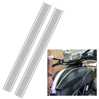 バイク ステッカー ストライプ タンク ボディ 反射 ライン オートバイ 4.5x50cm 2本セット (ホワイト)
