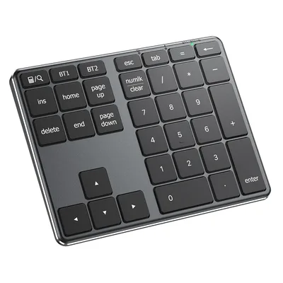 iClever テンキー Bluetooth ワイヤレス 数字 キーボード 2台接続 超薄型 金属構造 numlock連動 IC-KP10 ブラック | パンタグラフ式 Type-C充電 ブルートゥース 無線 ナンバーパッド 34キー mac テンキー 片手デバイス Windows/Mac/iPad/iPhone 対応