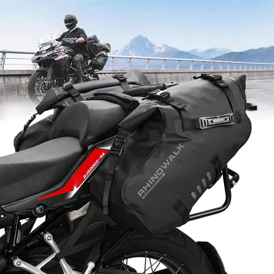 Rhinowalk オートバイサドルバッグ 防水 防振 モーターサイドバッグ ショルダーバッグ モーターバイクパニア 28L(14L×2) ほとんどのアドベンチャーやスポーツバイクのオートバイラックに対応 1組