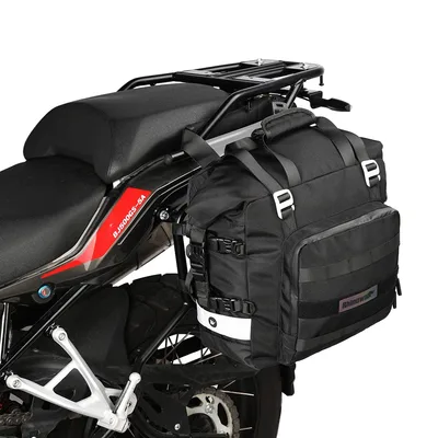 Rhinowalk バイク用サイドバッグ 防水オートバイ荷物袋 クイックリリース 側面袋 20L ほとんどのアドベンチャーとスポーツバイクに合う棚付き(黒、1個セット)