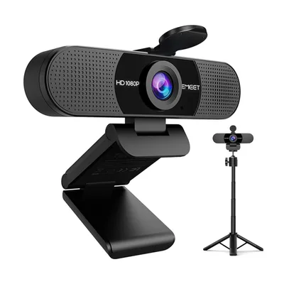 EMEET C960 三脚付き webカメラ 1080P ウェブカメラ | 90°広角 パソコンカメラ 内蔵マイク USB接続簡単 自動光補正 高さ調節 プライバシーカバー付き