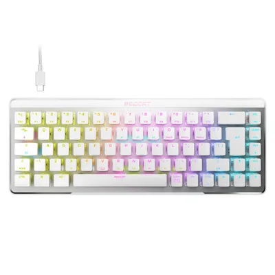 ROCCAT ゲーミングキーボード Vulcan II Mini Air 日本語配列(ISO) ワイヤレス 2.4GHz/Bluetooth ホワイト/白 ミニ(65%) テンキーレス オプティカル リニア 静音 矢印キー有 RGB 【日本正規代理店品】