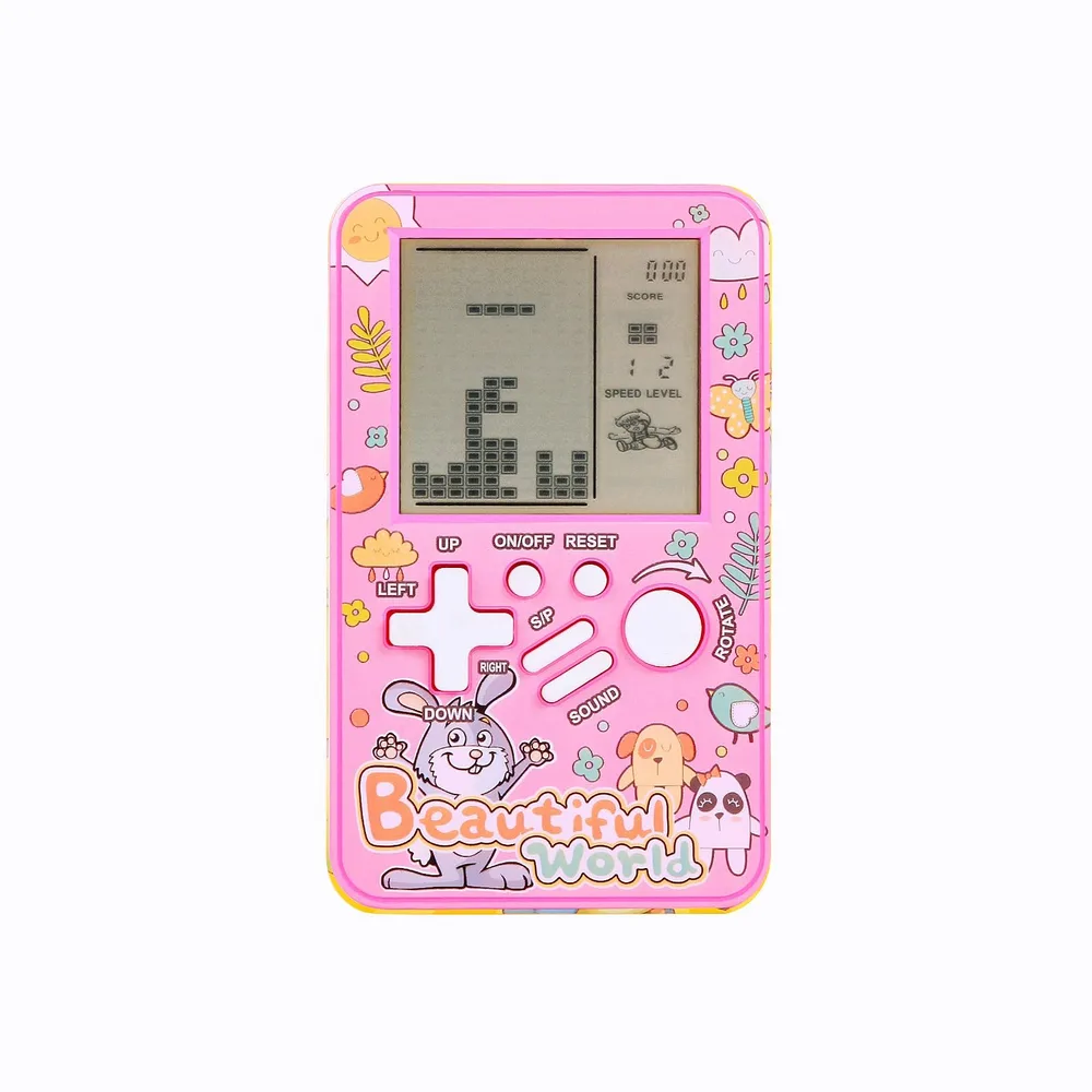 CZT 新型テトリスゲーム機ミニ電子ゲーム機携帯型子供向け知育ゲーム機23*99個のレトロゲーム室内玩具アウトドア娯楽電子製品玩具プレゼント (Orange) (Pink)