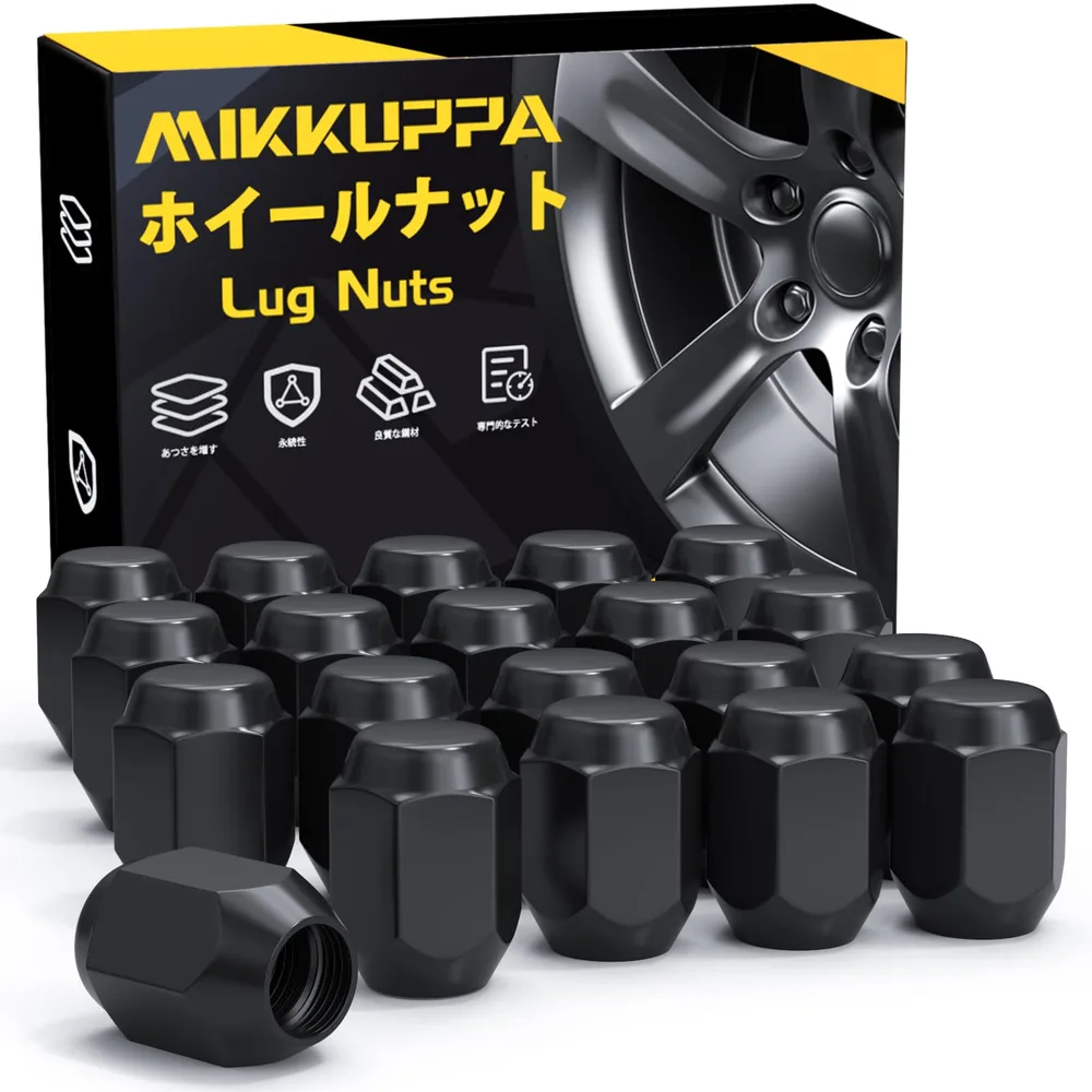 MIKKUPPA ホイールナット M12×P1.5 トヨタ・マツダ・三菱・ダイハツに適用 テーパ一座 21HEX 長さ31 mm 20個セット ブラック ラグナット