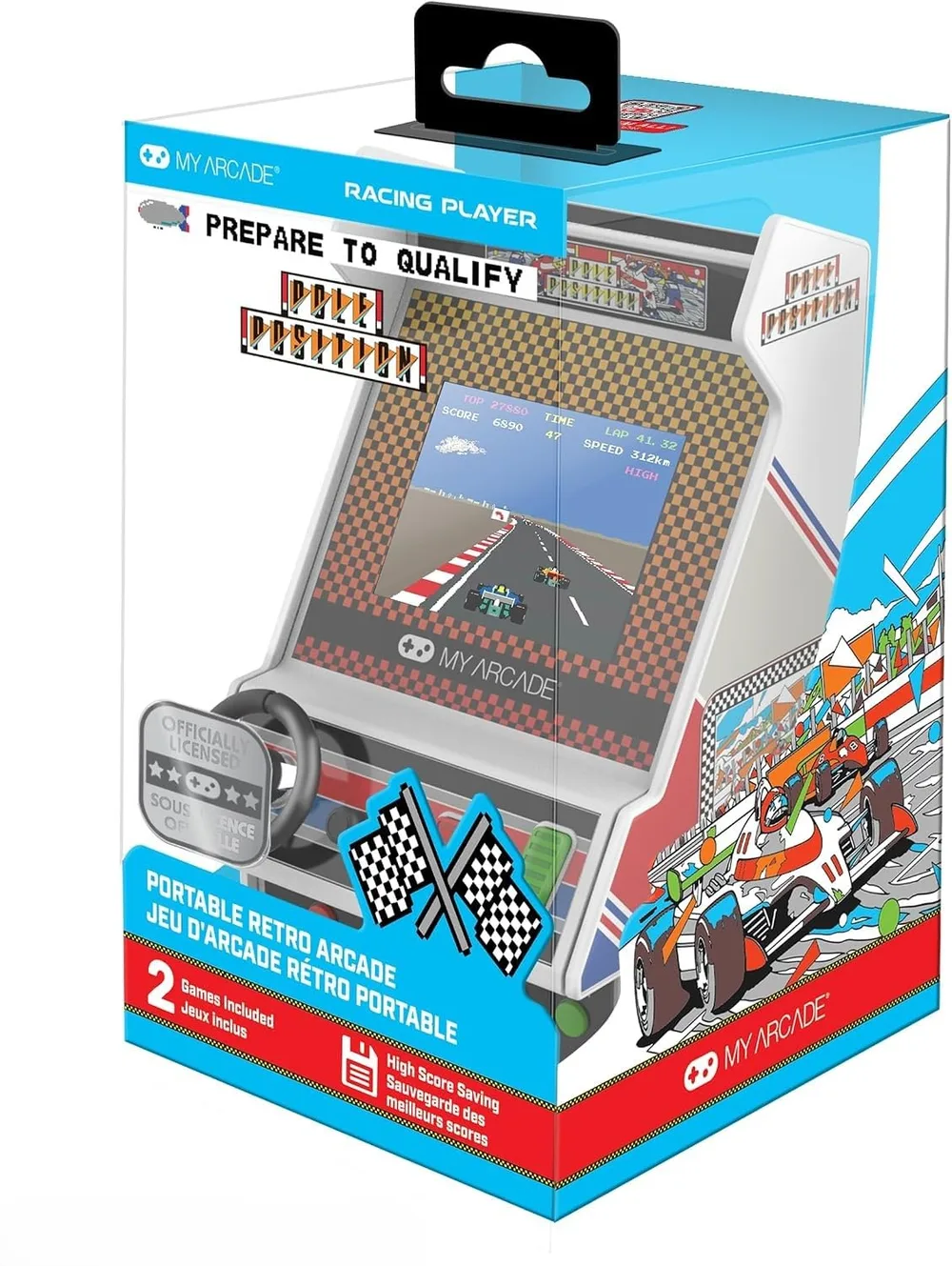 My Arcade ポール ポジション レーシング プレーヤー: 2 つのゲーム、リアル レーシング コントロールを備えたレトロ ミニ アーケード ゲーム コンソール