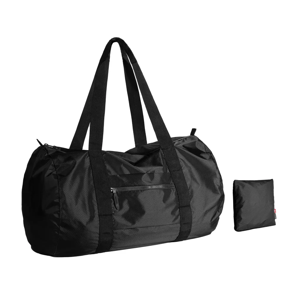 pack all ボストンバッグ 折りたたみバッグ 45L ダッフルバッグ 撥水 大容量 軽量(ブラック) | トラベルバッグ コンパクト収納 キャリーオン 機内持ち込み ナイロン素材 手提げ 1泊/2泊 出張 旅行 ジム スポーツ キャンプ 男女兼用 家庭用