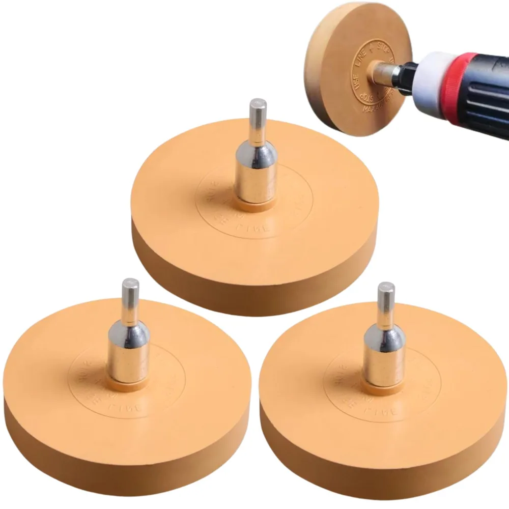 bath&bath ゴムトレーサー 工具 電動ドリル シール剥がし ステッカー剥がし クリーニング 車体 88mm シャンク径6mm 3個
