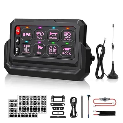 CHELHEAD ワイヤレス 8 ギャングスイッチパネル 船用/車両汎用 RGB 調光バックライト ストロボタッチ 防水リレーシステムボックス UTV ピックアップ ジープ SUV 対応