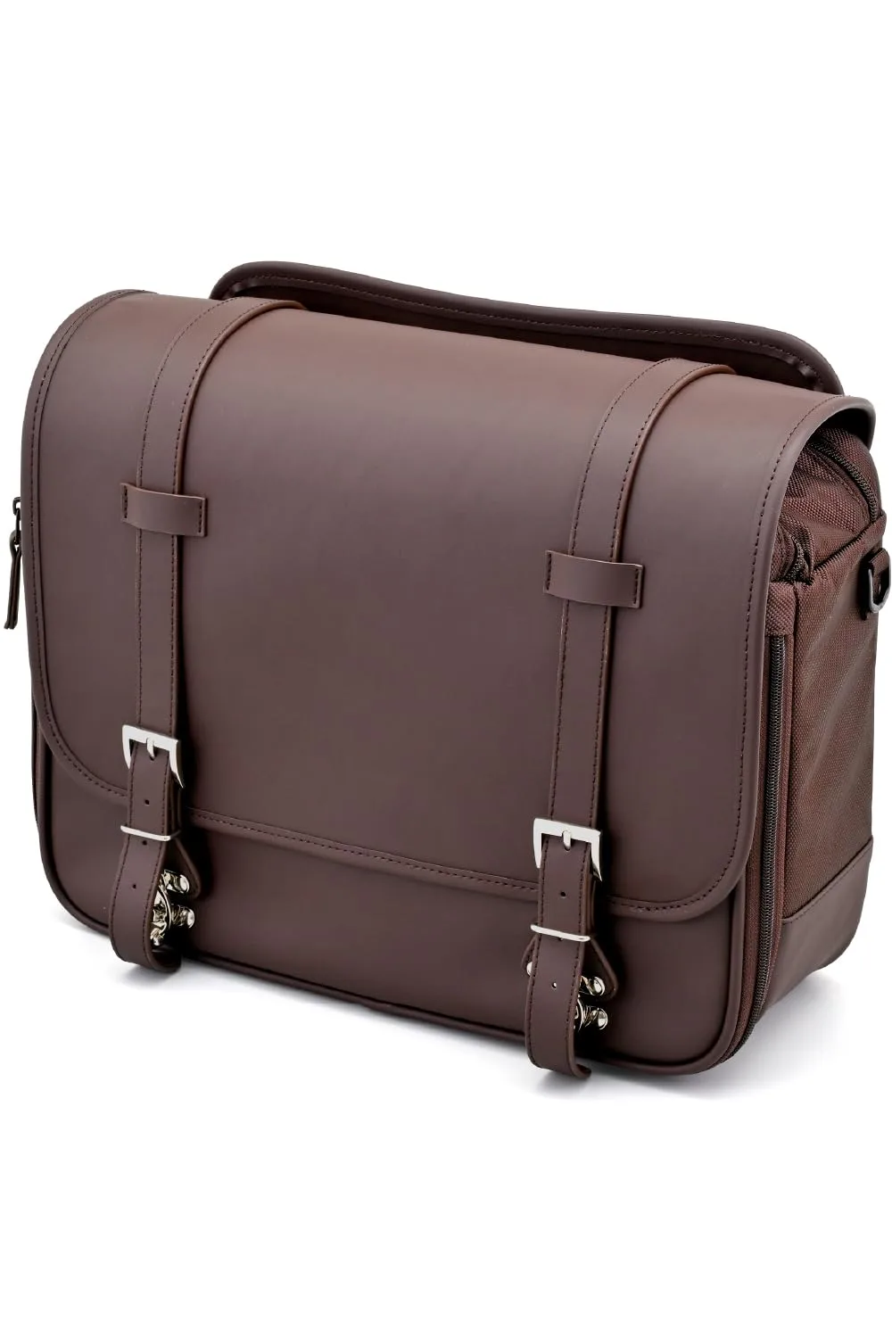 Henly Begins Daytona Motorcycle Side Bag Saddle Bag Plain/Brown