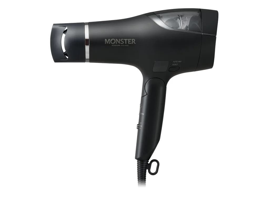 【Amazon.co.jp限定】 コイズミ ヘアドライヤー モンスター 大風量 速乾 温冷自動切替 低温風モード デジタルディスプレイ ダブルファン ブラック KHD-W905/BK