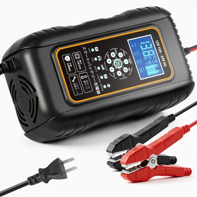 LVYUAN(リョクエン)10A 全自動パルスバッテリー充電器 7段階全自動スマート充電 12V/24V鉛/リチウム電池両用