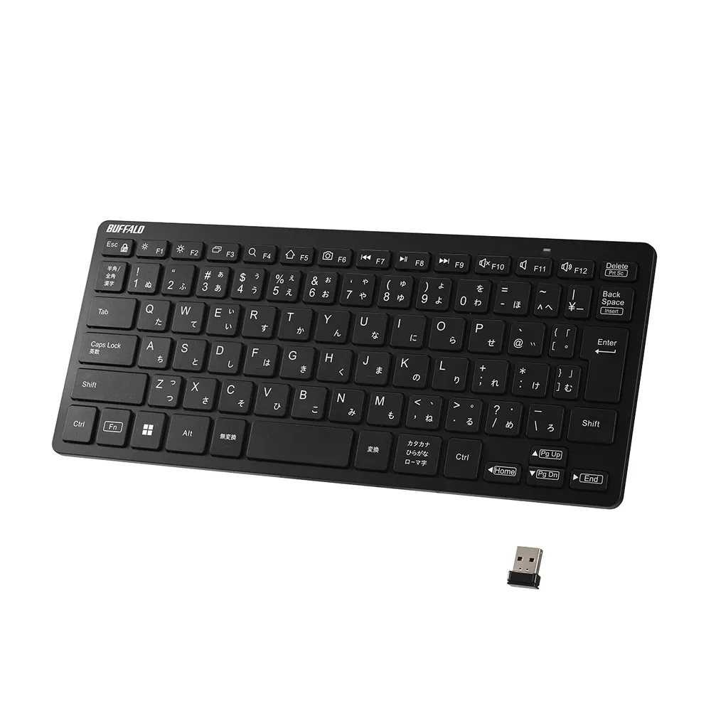 バッファロー キーボード ワイヤレス ミニ 薄型 持ち運び USB レシーバー付属 日本語 ブラック BSKBW355BK