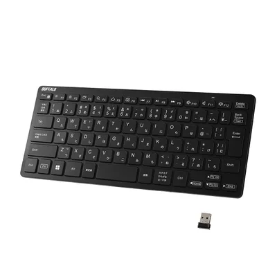 バッファロー キーボード ワイヤレス ミニ 薄型 持ち運び USB レシーバー付属 日本語 ブラック BSKBW355BK