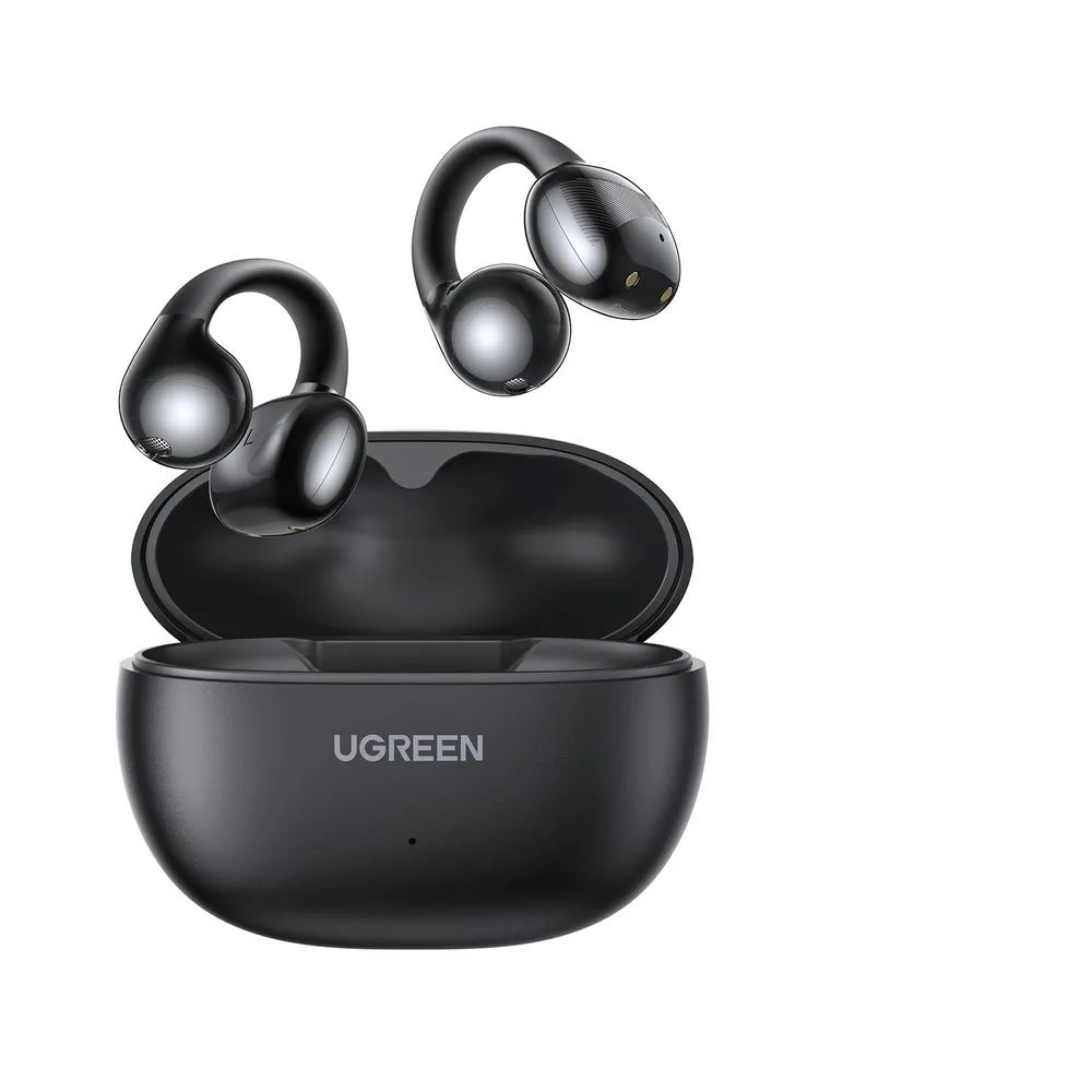 UGREEN イヤーカフ イヤホン Bluetooth5.4 ENC通話ノイズキャンセリング IPX5防水 最大30時間再生 ブラック | Bluetooth5.4 による安定接続、ENCノイズキャンセリングで鮮明な通話、オープンイヤー設計で耳への負担軽減、IPX5 防水防汗、軽量設計で長時間装着快適