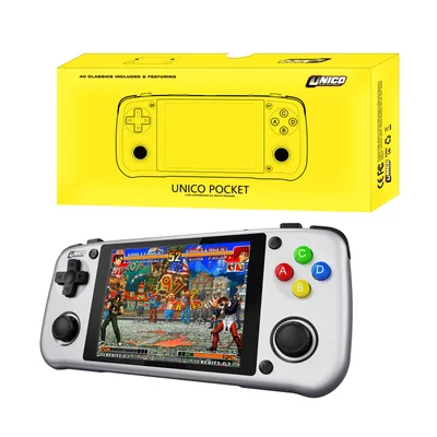 UNICO(ユニコ) ゲームポケットプレーヤー 40個のSNKクラシックゲームがプリインストール済み ハンドヘルドゲーム機 3500mAh充電式バッテリー ピックアップ&プレイ カジュアルなゲーマーやノスタルジックな愛好家に最適 - グレー