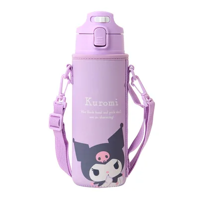 サンリオ(SANRIO) カバー付きステンレスボトル クロミ 子供 保冷専用 容量:470mL 名前スペース付き ワンタッチオープン 直飲み 091057