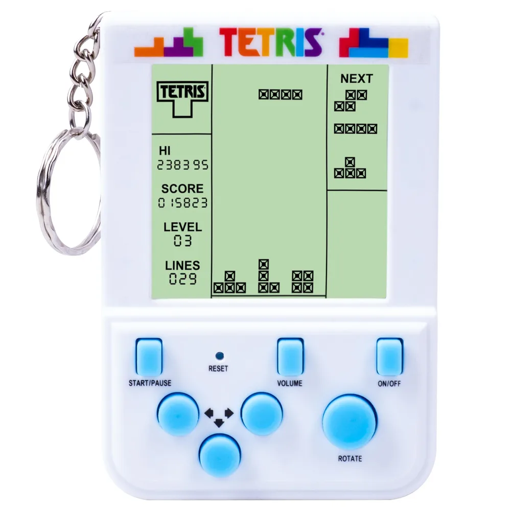 Tetris キーリング ハンドヘルドアーケードゲーム - 公式ライセンスミニレトロコンソール LCDスクリーン、サウンド&2つのゲームモード付き - ポータブルクラシックパズルおもちゃ、旅行ギフト、レトロゲーマー。公式ライセンス商品。