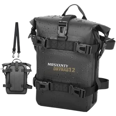 2個セット オートバイのフレームクラッシュバーバッグ、4L 防水モーターサドルパニアバッグ、バンパー修理ツール配置バッグ、複数の取付位置、ツアー、通勤通学、(黒) (2)