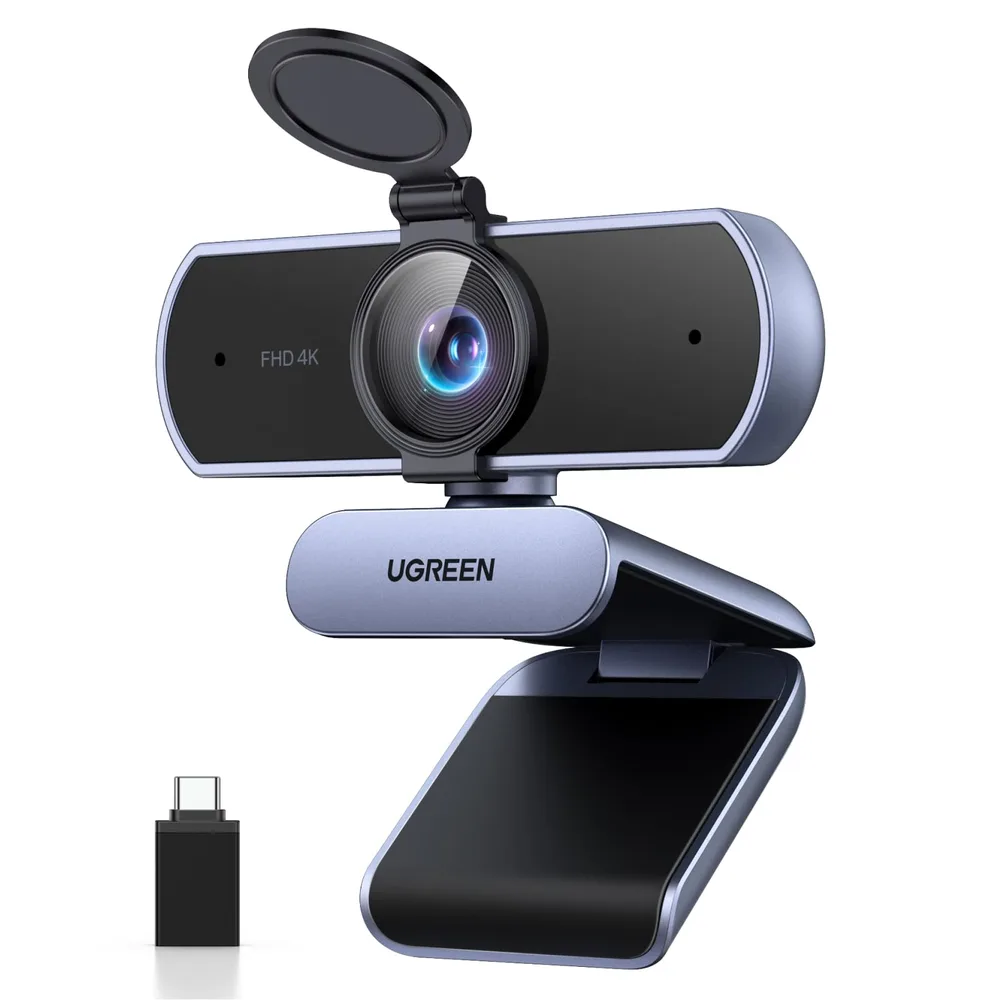 UGREEN FineCam Lite 4K ウェブカメラ 4K@30FPS/1080P 60FPS オートフォーカス | 自動光調整、デュアルマイク内蔵、プライバシーカバー、70° Fov、USB A&USB C アダプター付き、プラグ&プレイ、ストリーミング/Skype/Zoom用 在宅勤務・授業・会議用