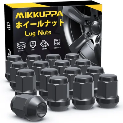 MIKKUPPA ホイールナット M12×P1.5 袋タイプ ホンダに適用 テーパー座60° ラグナット ブラック 19HEX 長さ31 mm 16個セット SCM合金鋼 タイヤナット