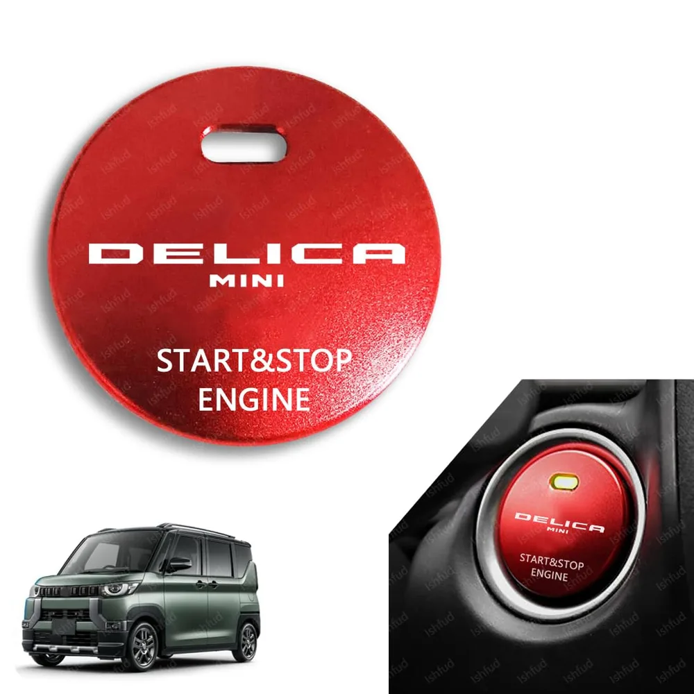 デリカミニ スタートボタンカバー スイッチカバー エンジン スタートカバー デリカミニ B3系 B34A B35A B37A B38A R5.5-現行 スタートリング ストップカバー アルミニウム合金製(デリカミニ,レッド)