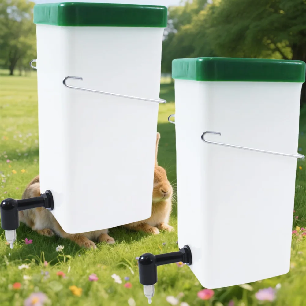 Set of 2 rabbit cage water bottles, 32 oz small animal water dispenser water bottle. Small Pets/Bunny/Ferret/Hamster/Guinea Pig/Rabbit/Chinchilla/Mouse/Rat/Gerbil (Clear, 2 Pack 32oz)