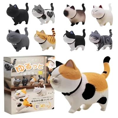 fogman 猫 フィギュア 置物 グッズ ミニフィギュア 雑貨 ガチャ カプセルトイ プレゼント (散歩9個セット)