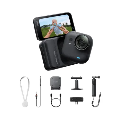 【高梨沙羅さん愛用】Insta360 GO Ultra クリエイターキット ブラック | vlog カメラ ポケットから世界が変わる 軽量 アクションカメラ 小型 どこにでも取り付け可能、FlowState手ブレ補正、200分バッテリー寿命、サイクリング&ランニングにも最適 動画撮影用カメラ