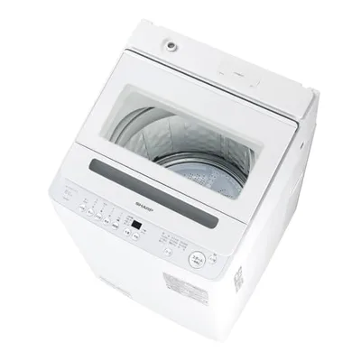 シャープ タテ型 全自動洗濯機 洗濯8kg 幅55.5cm ダイヤカット 穴なし槽 ES-GV8K-W ホワイト