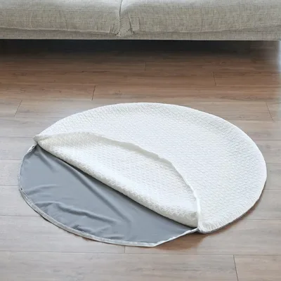 ERARE イブル 付け替え カバー 洗える コットン 100Rcm 円形 丸 ラウンド 滑り止め 赤ちゃん ベビー オフホワイト ER-012