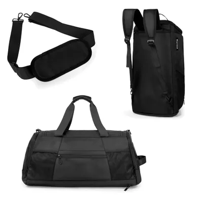 ボストンバッグ 40L 大容量 4WAY リュック 旅行バッグ メンズ レディース キャリーオンバッグ 2泊3日 1泊2日 ジムバッグ シューズ収納 乾湿分離 軽量 撥水 出張 スポーツ(01ブラック)