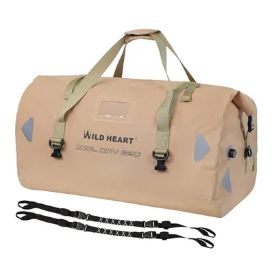 WILD HEART 防水バッグ ダッフルバッグ 40L 66L 100L 溶接シームショルダーストラップ付き バインディングロープ カヤック キャンプ ボート/バイサイクル オートバイドラムバッグ ツーリング シートバッグ オートバイ アウトドア (Khaki, 100L)