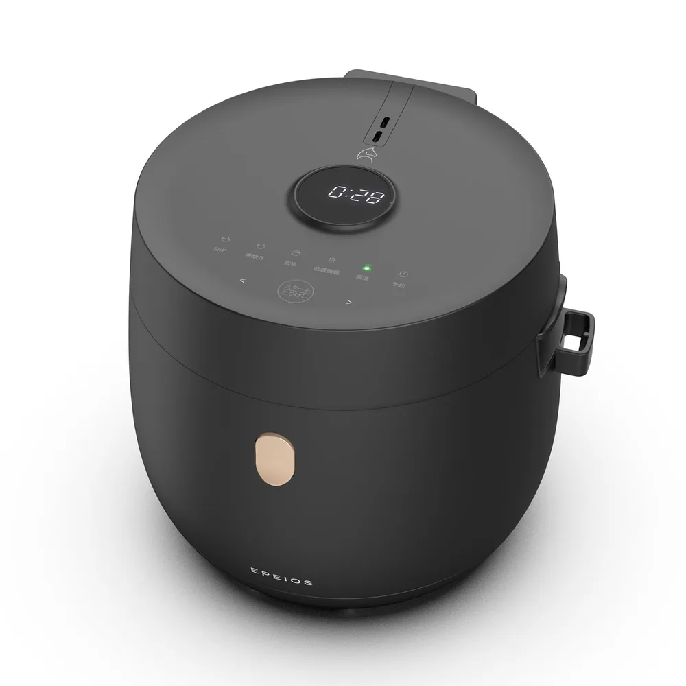 エペイオス(Epeios) 炊飯器 3合 一人暮らし マイコン式 低温調理 早炊き 24時間予約・保温 コンパクト HUG ライスクッカー ブラック | 最大4合・2L 最短26分炊飯 350W省エネ 2mm厚釜×W温度センサー 1合から炊飯可能 操作簡単 お手入れ簡単 炊飯ジャー ミニ炊飯器 白米 玄米 無洗米 雑穀米 おかゆ 一人用 家庭用