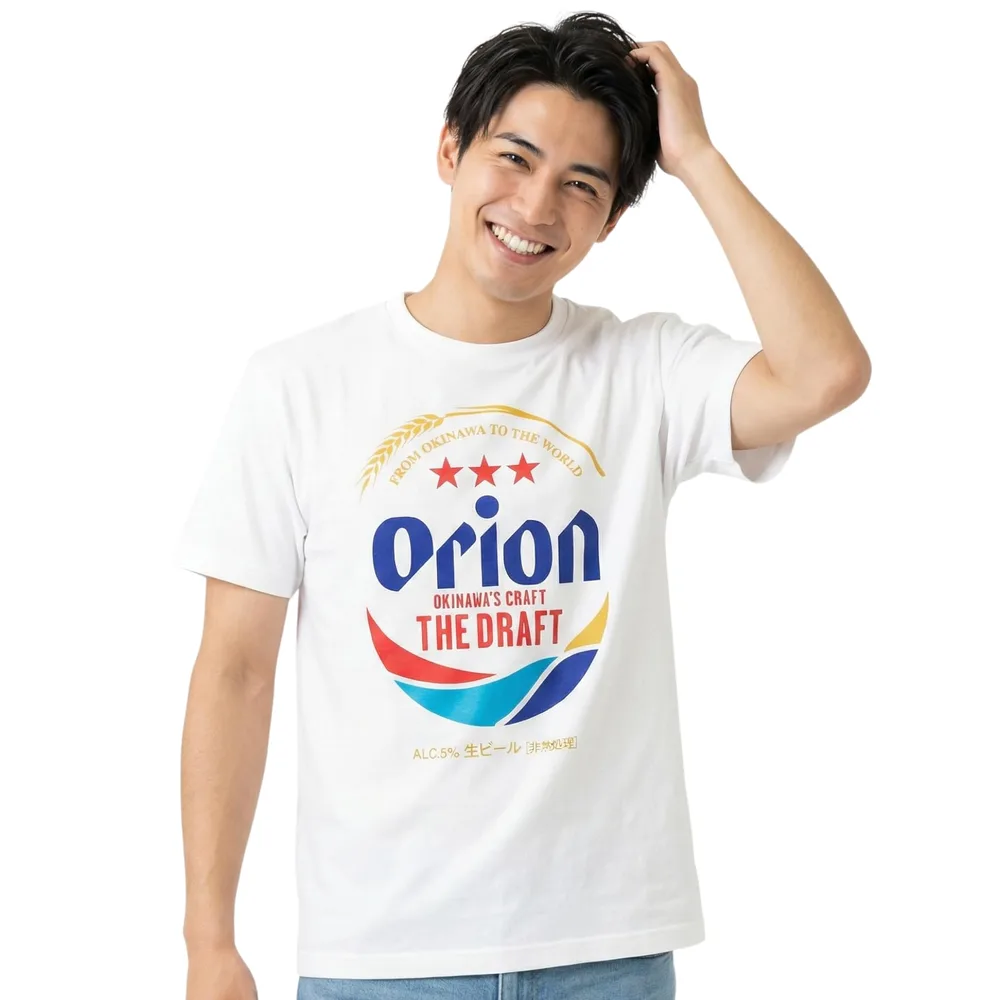 正規品 オリオンビール Tシャツ クルーネック ピンク ブルー ホワイト ブラック イエロー パープル | オリジナルステッカー付き 沖縄 お土産