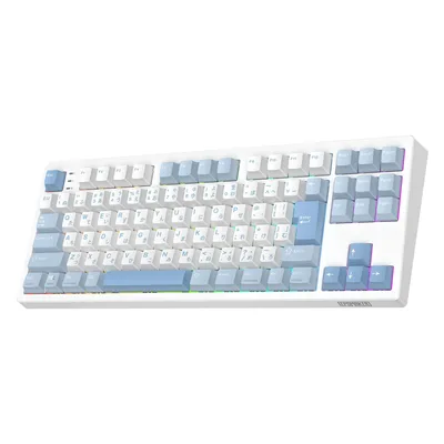 EPOMAKER TH87 JIS 日本語配列 TKL ワイヤレスゲーミングキーボード 2.4GHz/BT5.0/有線 テンキーレス | ホットスワップ対応 10000mAh 無線 メカニカルキーボード 91キーリニアスイッチ RGBバックライト ガスケット構造 PBTキーキャップ Windows対応 (Blue&White, Creamy Jade)