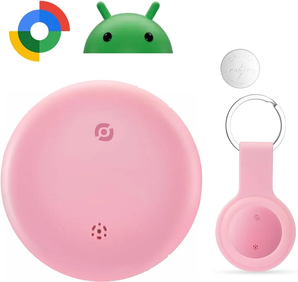 エアタグ android 紛失防止タグ Google の「デバイスを探す」に対応(Android端末のみ-9.0以上のシステム) 小型 gps アンドロイド対応 忘れ物防止 車両追跡/盗難対策/財布忘れ物防止 タグ 追跡タグ 超軽量 高齢者に良い/スマホ/カバン/キー/荷物/電池交換可能 日本語説明書付き(ピンク)