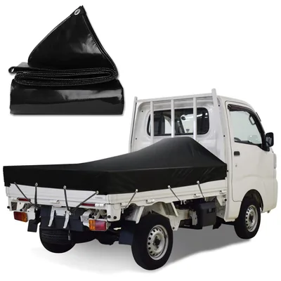 荷台シート 防水シート 荷台カバー エステル帆布 防水仕樣 580g/㎡ PVC帆布 日焼け防止 軽トラック用 (黒, 1.9m×2.1m)